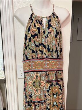 London Times Paisley Maxi Dress in Navy & Multicolor